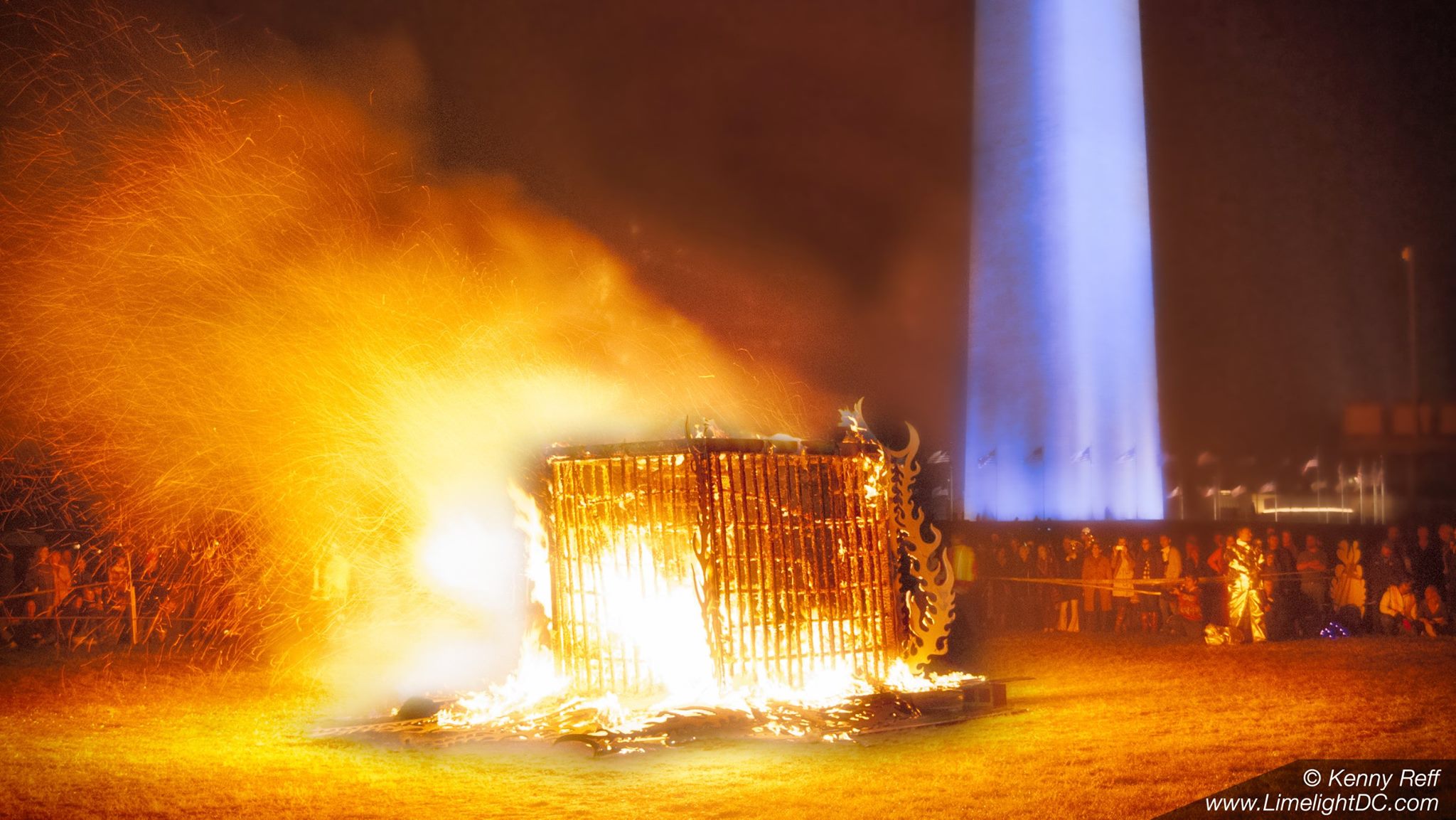 Once burning Verdon's temple transformed by fire into a rendition of a jail cell.  Only when the lotus shaped temple burned down could one see the bars of the cell which eventually collapsed to the cheers of all in attendance.